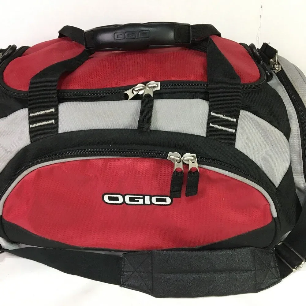 OGIO Duffle Travel Bag Heavy Nylon Carry On Gym‎ Sports Red Black Valvoline Logo